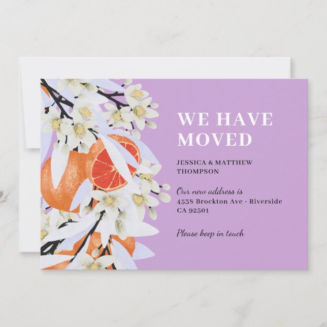 Invitación Tangerine Citrus Botánico Wreath Floral Nuevo Hoga (Anverso)