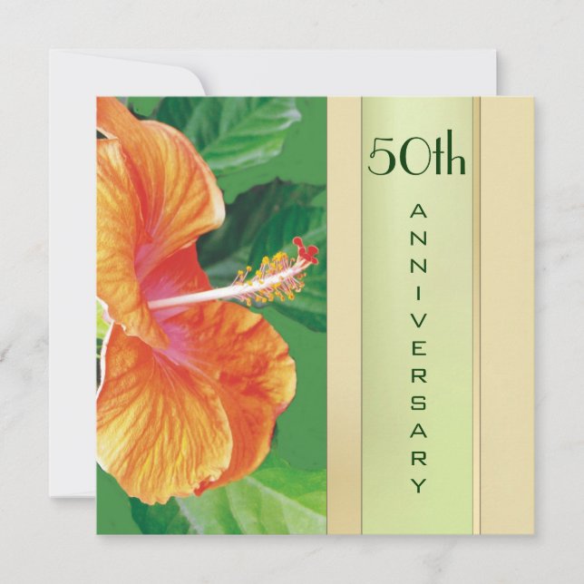 Invitación Tangerine Hibiscus 50º Aniversario del Boda (Anverso)