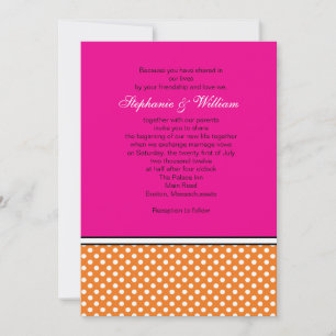 Invitación Tangerine Polka Dot and Pink Wedding Invitation