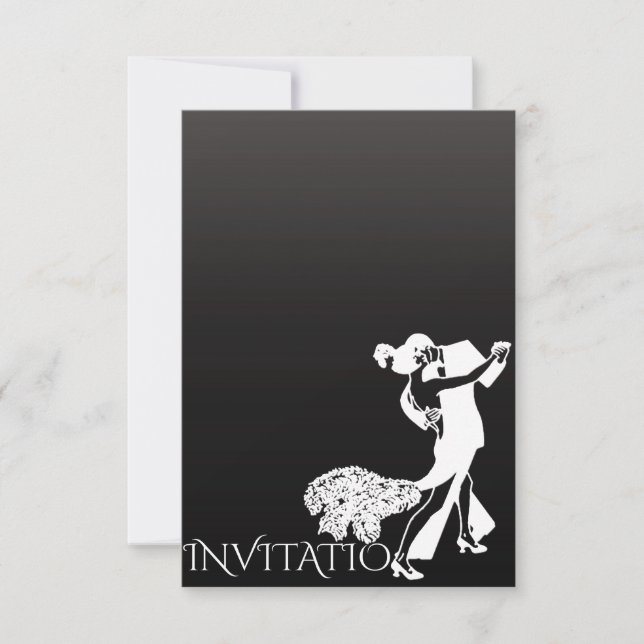 Invitación Tango Classic Dance Black Gray Ombre (Anverso)