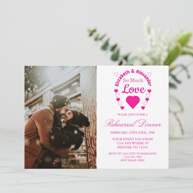 Invitación Tanta cena de ensayo de Boda de amor (Anverso de pie)