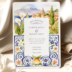 Invitación Taormina Sicily y la Boda italiana de acuarela de 