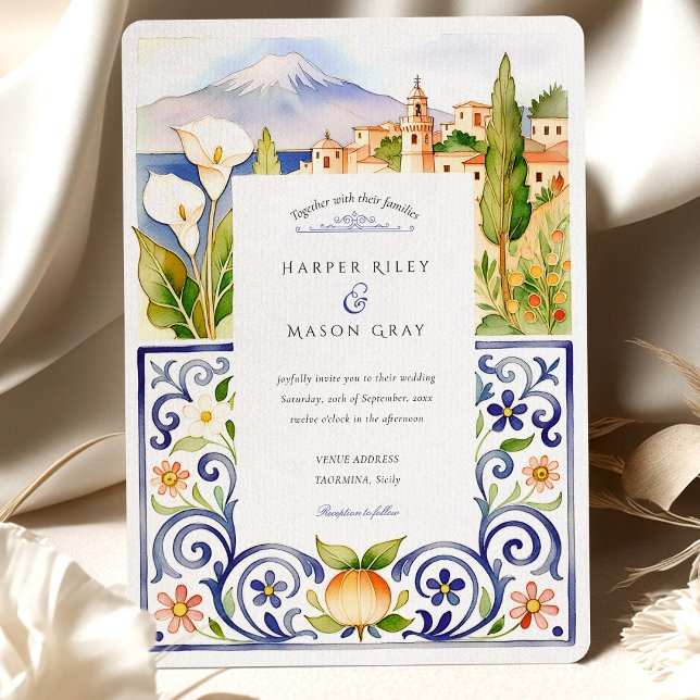 Invitación Taormina Sicily y la Boda italiana de acuarela de  (Subido por el creador)