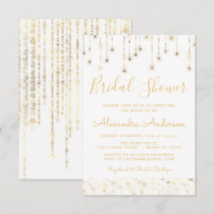 Invitación Tapa blanca de oro ilumina ducha de novia
