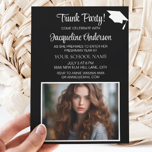 Invitación Tapa de graduación azul marino blanca Fiesta de ba