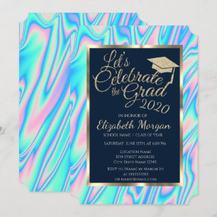 Invitación Tapa de Graduación Brillante Holográfica Genial Gr