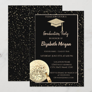 Invitación Tapa de Graduación con Brillo Dorado, Confeti de B
