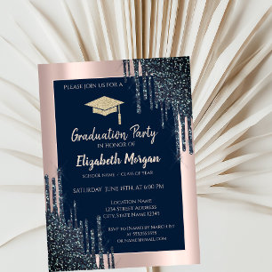 Invitación Tapa de graduación con brillo genial, gotas de col