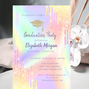 Invitación Tapa de graduación con purpurina, brillo holográfi