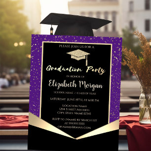Invitación Tapa de graduación con purpurina, Confeti Graduaci