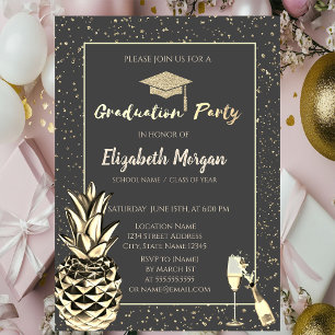Invitación Tapa de graduación con purpurina, Confeti, Vino, P
