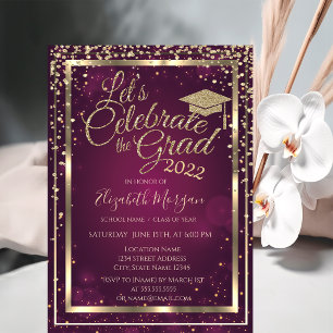 Invitación Tapa de graduación con purpurina Diamantes Estrell