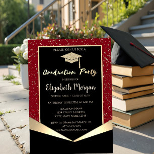 Invitación Tapa de graduación con purpurina, Graduación de co