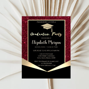 Invitación Tapa de graduación con purpurina, Graduación de pu