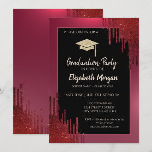 Invitación Tapa de graduación con purpurina, Tapa de graduaci