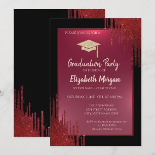 Invitación Tapa de graduación con purpurina, Tapa de graduaci