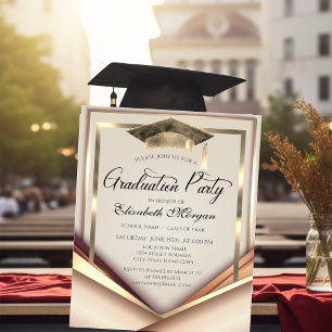 Invitación Tapa de graduación de marco de oro elegante