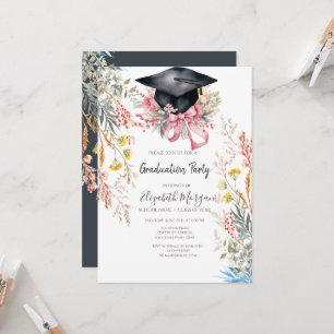 Invitación Tapa de graduación de pradera de flores silvestres