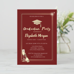 Invitación Tapa de graduación de purpurina dorada Marco Copa