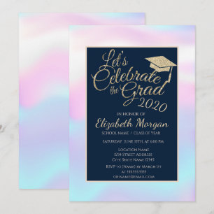 Invitación Tapa de graduación de purpurina holográfica Gradua