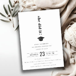 Invitación Tapa de graduación elegante de tipografía negrita 