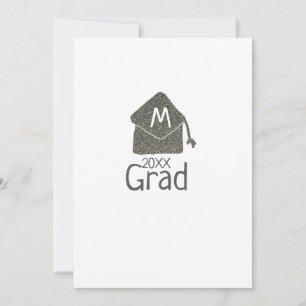 Invitación Tapa de graduación plateada con brillo agregar nom
