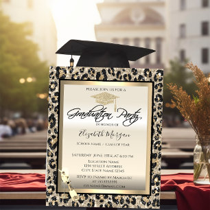 Invitación Tapa de gramo,Impresión de leopardo de Purpurina d