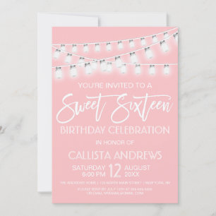 Invitación Tapa de jara de mason rosa blanco suave 16