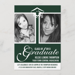 Invitación Tapa y guión de dos graduados de fotografía verde