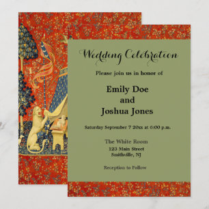 Invitación Tapestries de Unicorn Lady Legend Medieval