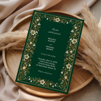 Invitación Tapiz de campanilla de invierno en verde bosque