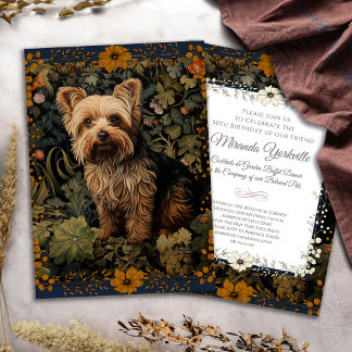 Invitación Tapiz Floral de época de Yorkshire Terrier