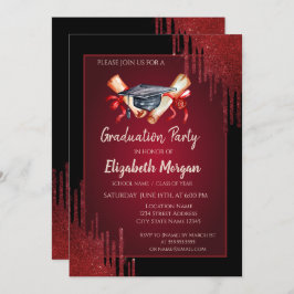 Invitación Tapón de grado de acuarela, Diploma, Graduación de