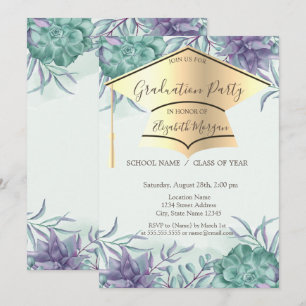 Invitación Tapón de grado de oro,Graduación sucesiva