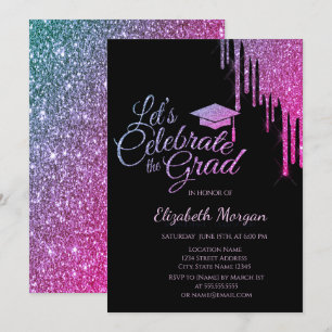 Invitación Tapón de grado purpurina,Graduación de obturación