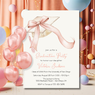 Invitación Tapón de graduación de góndola rosada Coquette