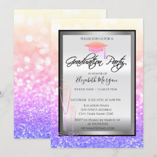 Invitación Tapón de graduación de moda, Graduación de Bokeh d