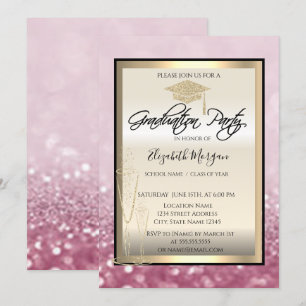 Invitación Tapón de graduación de moda, Purpurina de vidrio G