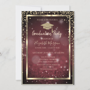 Invitación Tapón de graduación de oro de diamantes Graduación
