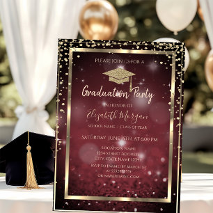 Invitación Tapón de graduación de oro de diamantes Graduación