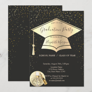 Invitación Tapón de graduación de oro,Graduación de disco de 