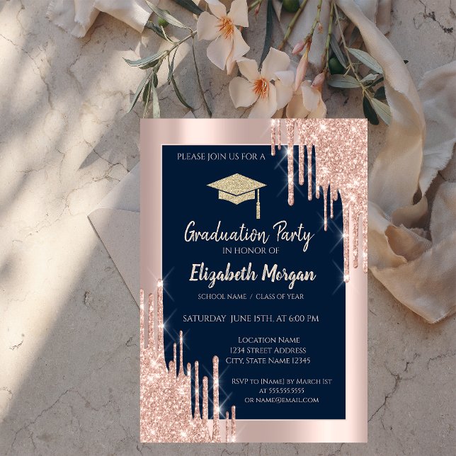 Invitación Tapón de graduación de purpurina, perforaciones de (Subido por el creador)