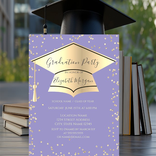 Invitación Tapón de graduación, Diamantes Graduación Púrpura (Subido por el creador)