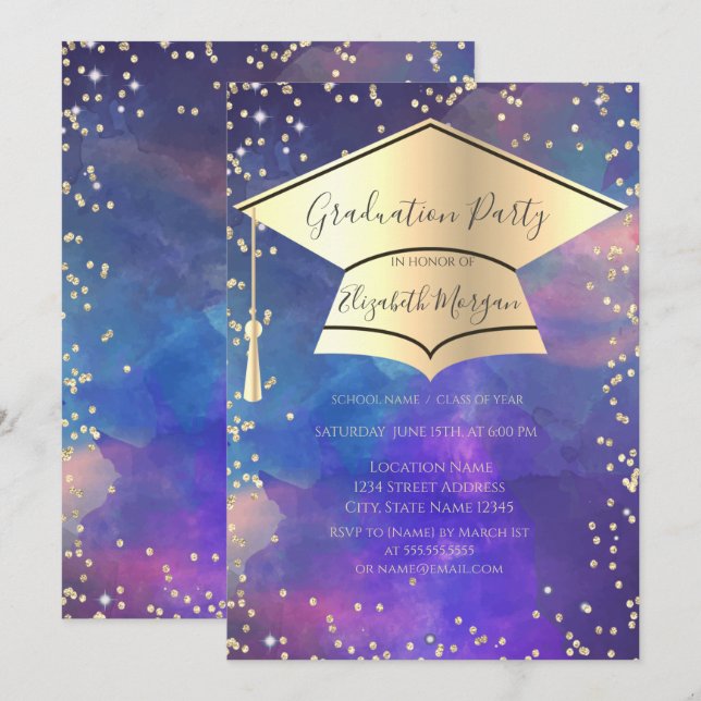 Invitación Tapón de graduación,Graduación de la hoja de pintu (Anverso / Reverso)