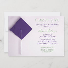 Invitación Tapón de graduación morado