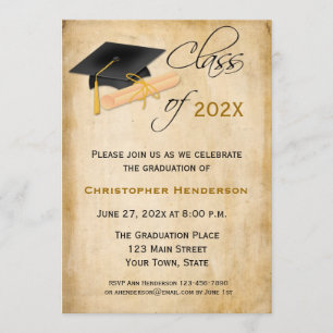 Invitación Tapón de graduación, pergamino de diploma