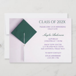 Invitación Tapón de graduación verde azulado