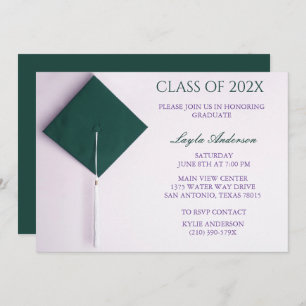 Invitación Tapón de graduación verde azulado