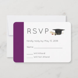 Invitación Tapón de graduación y Diploma en Púrpura RSVP