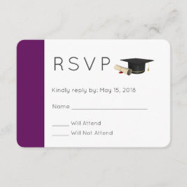 Invitación Tapón de graduación y Diploma en Púrpura RSVP